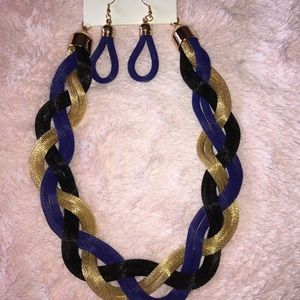 Blue Black and gold necklace